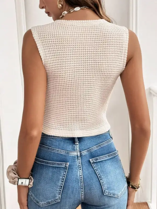Button Up V-Neck Vest