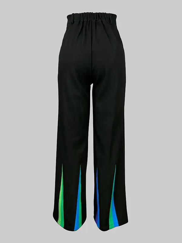 Women's Loose Fit Pocket Printed Patchwork Pants