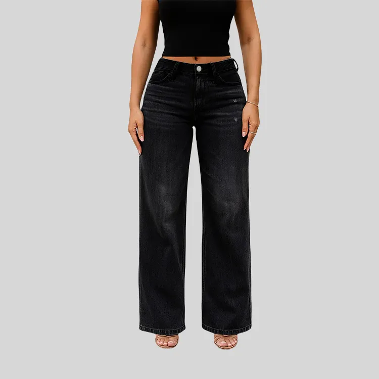 🔥Hot Sale🎁🎉Wide Leg Jeans for Women Stretchy Mid Low Rise Butts Lifting Baggy Jeans Trendy Loose Fit Cute Mom Jeans