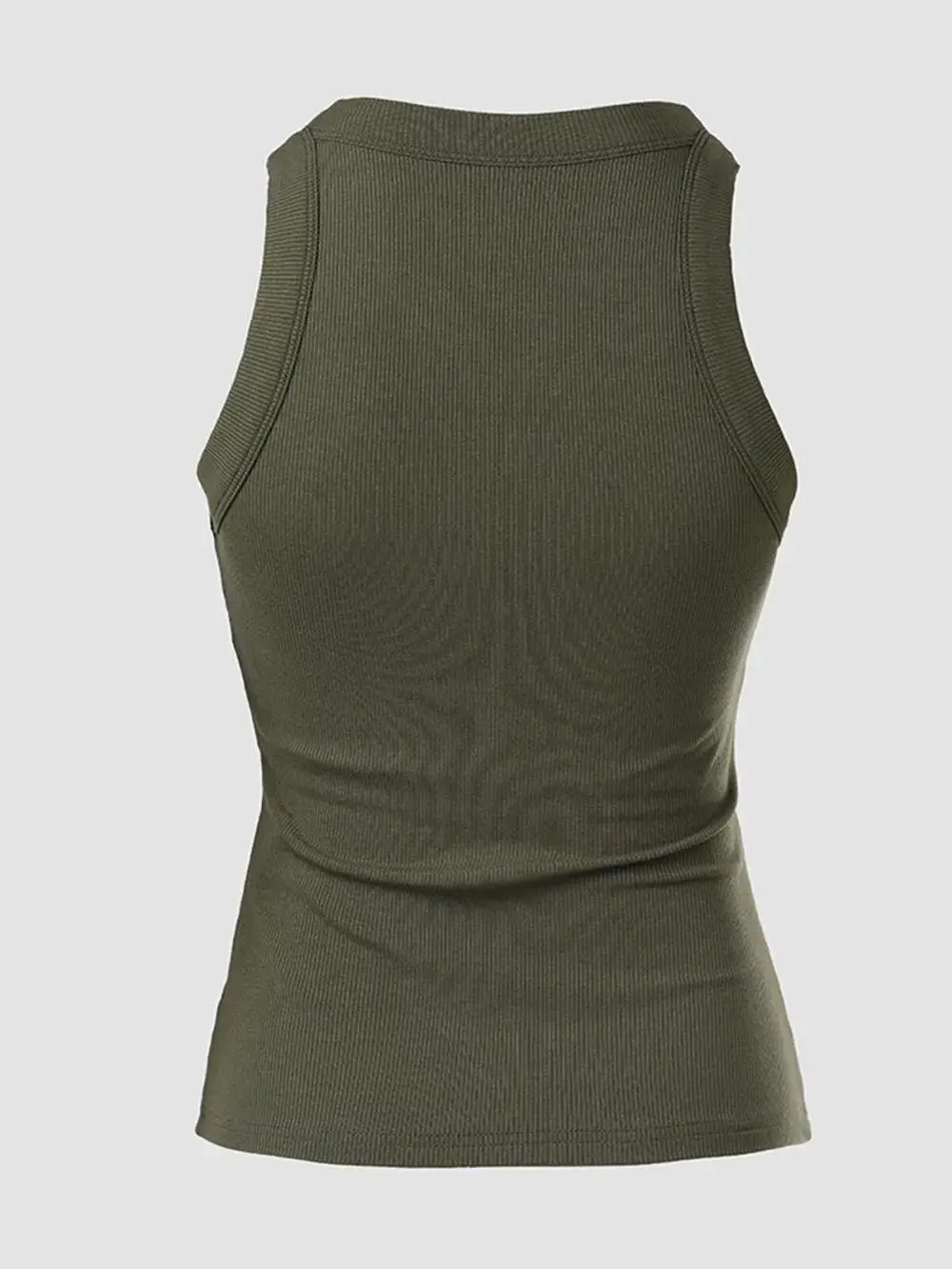 Women Everyday Basic Ribbed Built-in Bra Tank