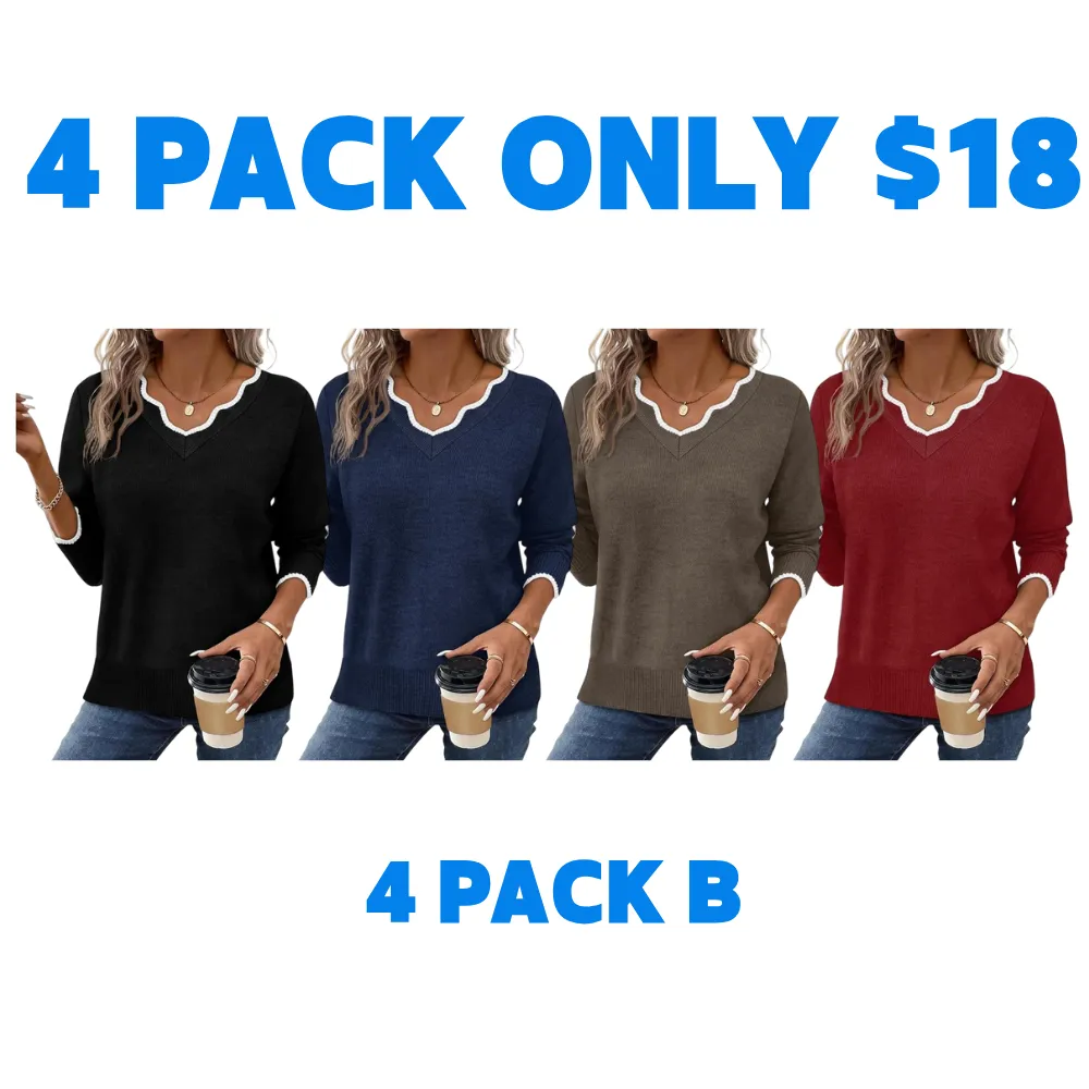 Women's Soft V-Neck Pullover Sweater