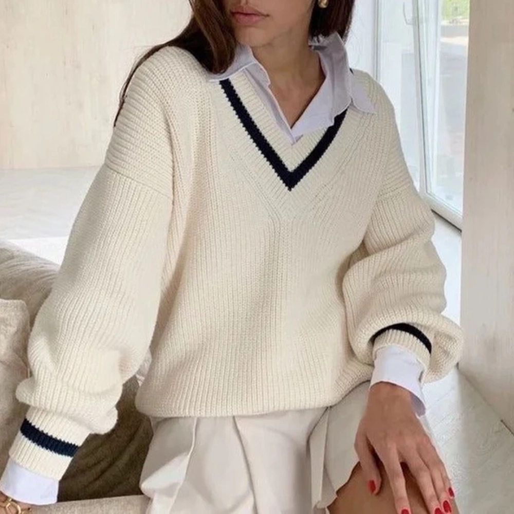 Oversized V-Neck Vintage Sweater