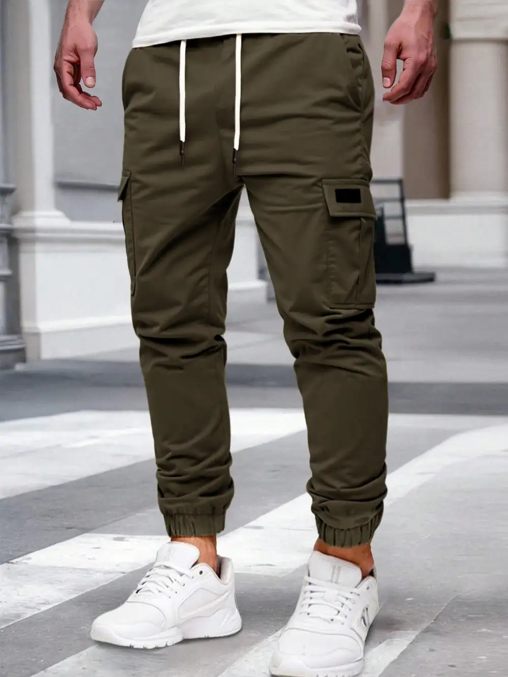 Men's  Tapered Cargo Pants Pockets Waist Leg