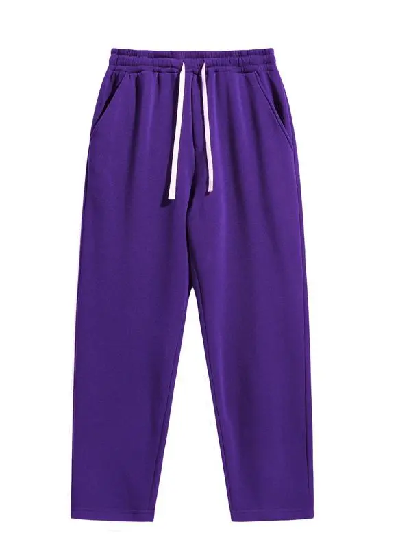Men's Regular Fit Solid Drawstring Waist Sweatpants, Casual Pocket Design Pants for Fall & Winter, Men's Trousers for Daily Wear, Athleisure Pants