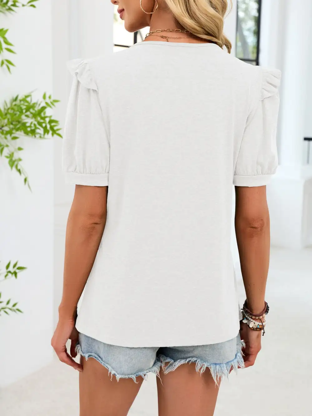 Versatile Ruffled Short Sleeve T-shirt