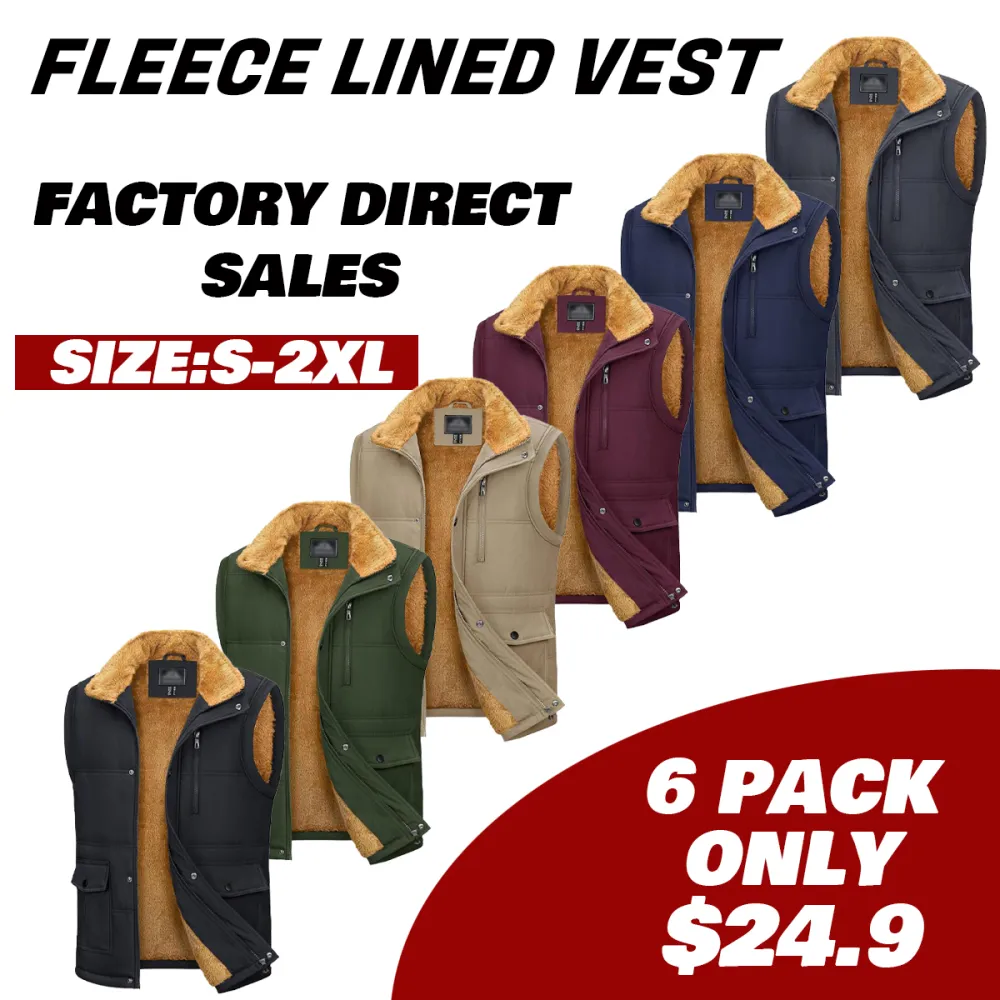 Mens Winter Vests Outerwear Fleece Lined Puffer Vest Warm Casual Quilted Vest Bubble Sherpa Vest Jacket