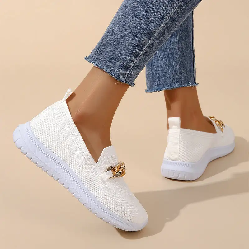 Mesh Chain Detail Breathable Lightweight Sneakers