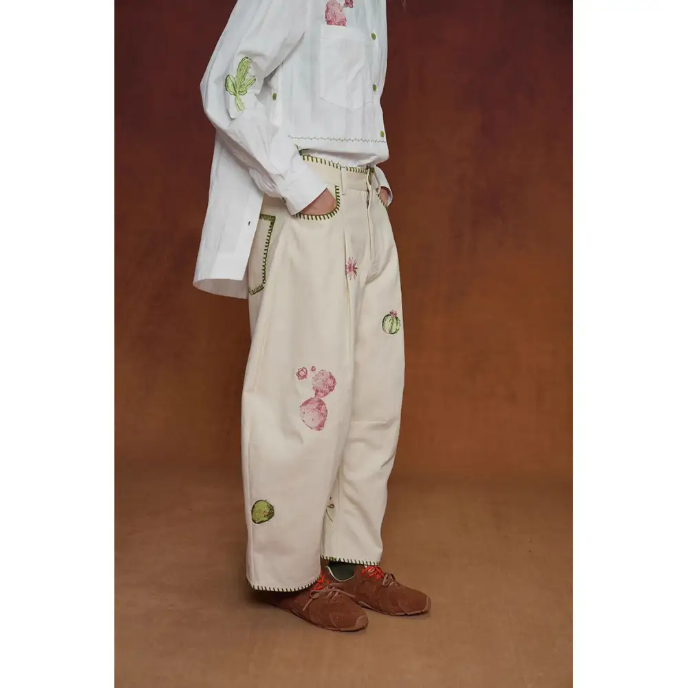 Wide Leg Embroidered Pants