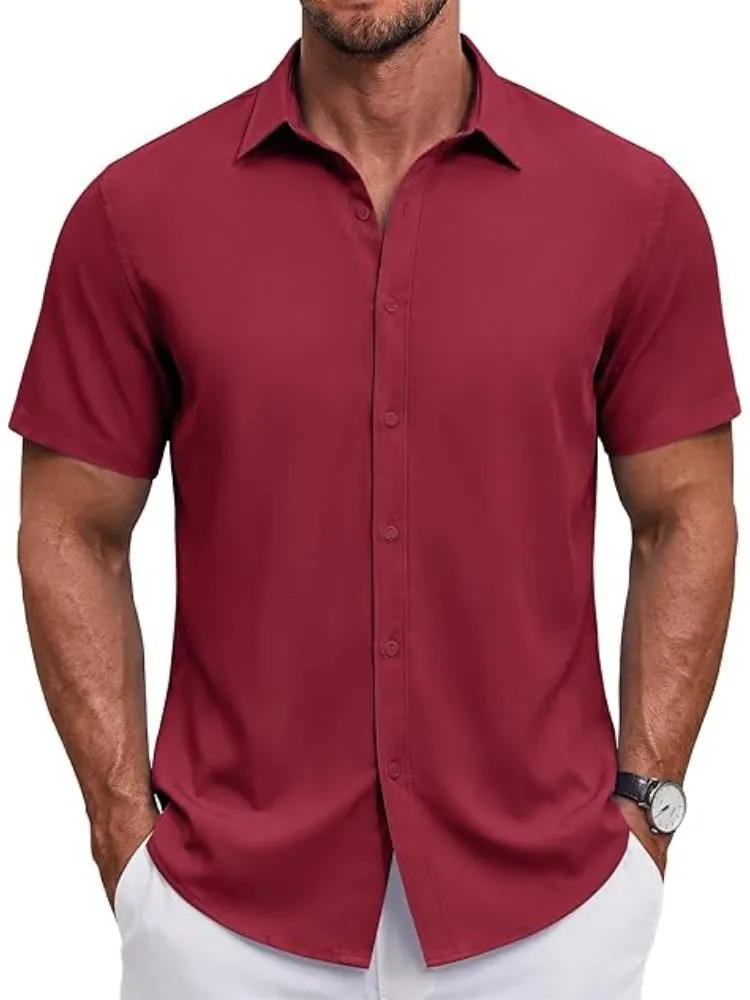 S Short Sleeve Casual Button-Down Shirt