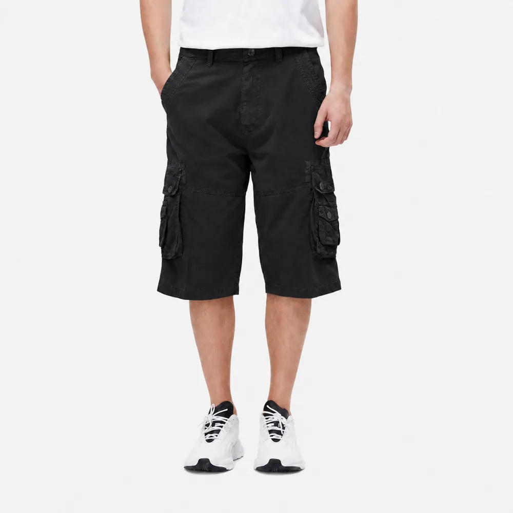 Men's Washed Twill 7-Length Multi-Pocket Cargo Capri Pants