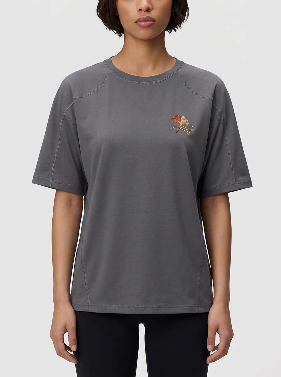 Women's Ginkgo Embroidered Raglan Crewneck T-Shirt