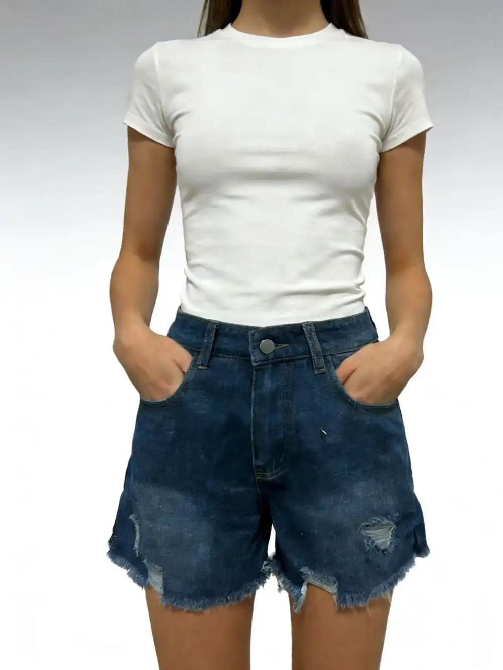 Relaxed Raw Hem Frayed Hem Frayed Distressed Shorts