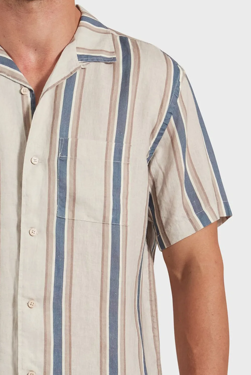 Natural Striped Short Sleeve Shirt