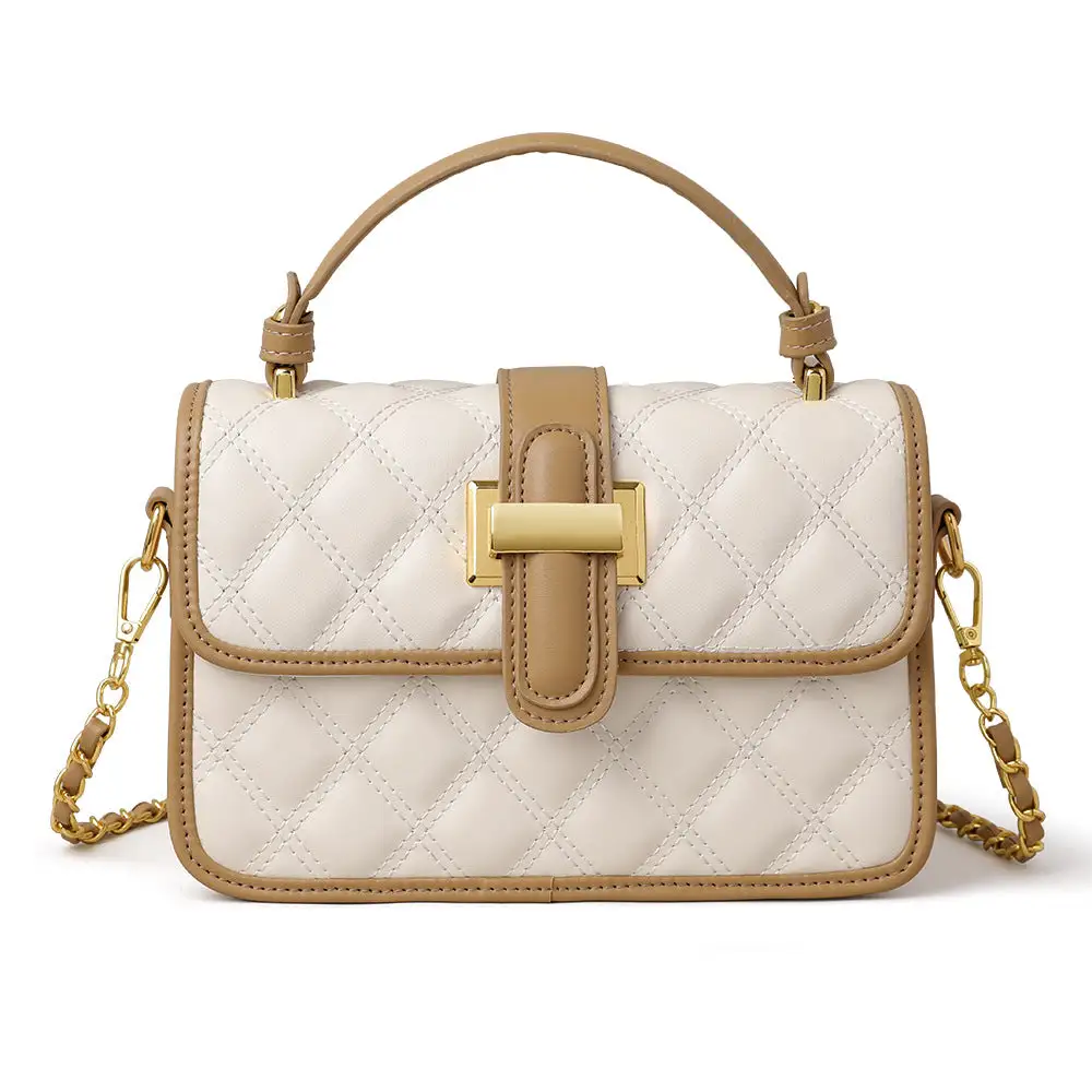 Compact Quilted Chain Strap Crossbody Bag