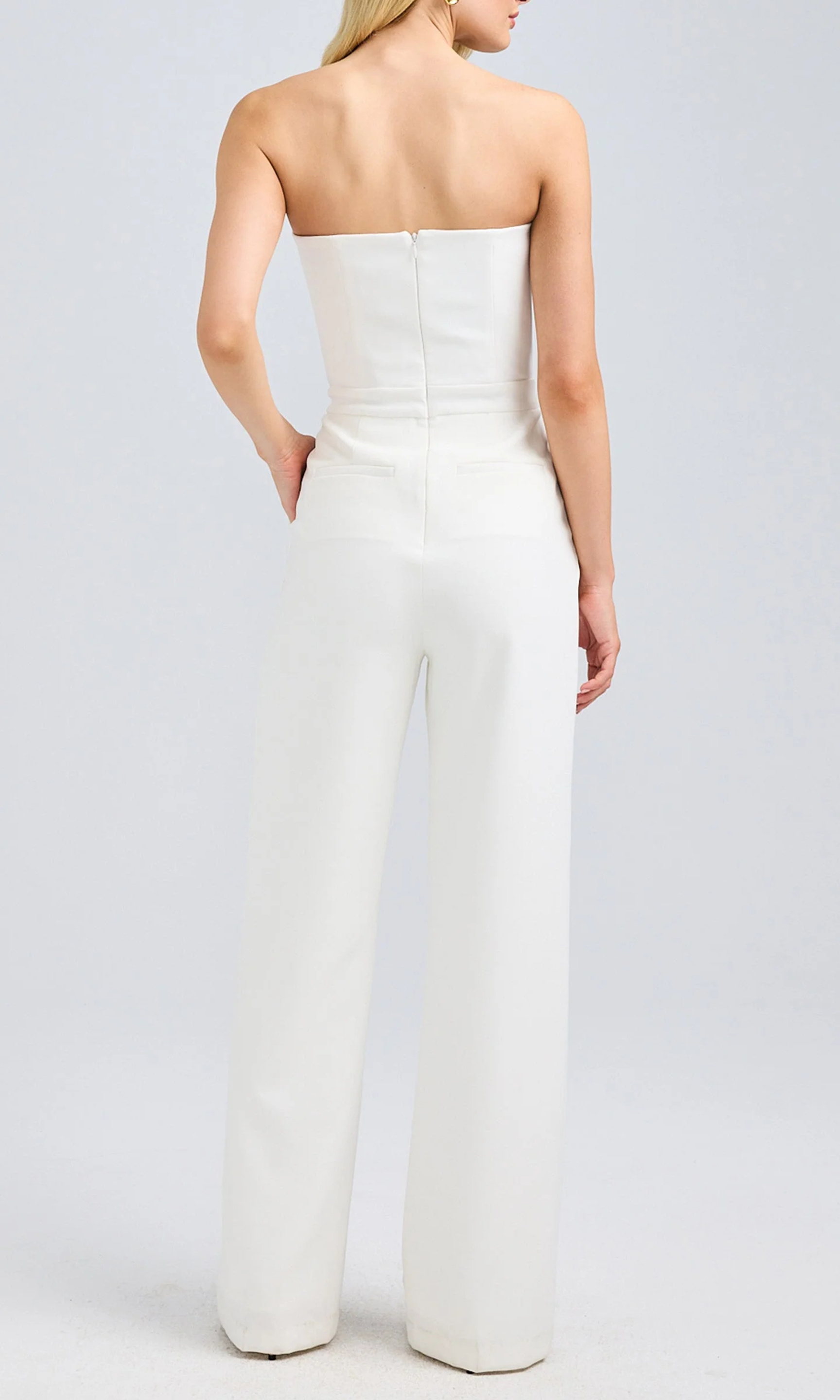 White Sexy Tube Top Jumpsuit