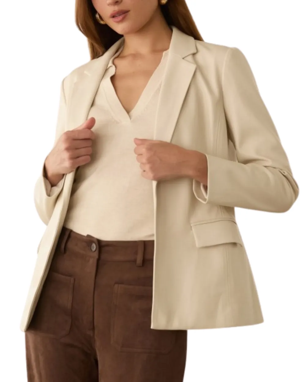 Leather Open Front Blazer