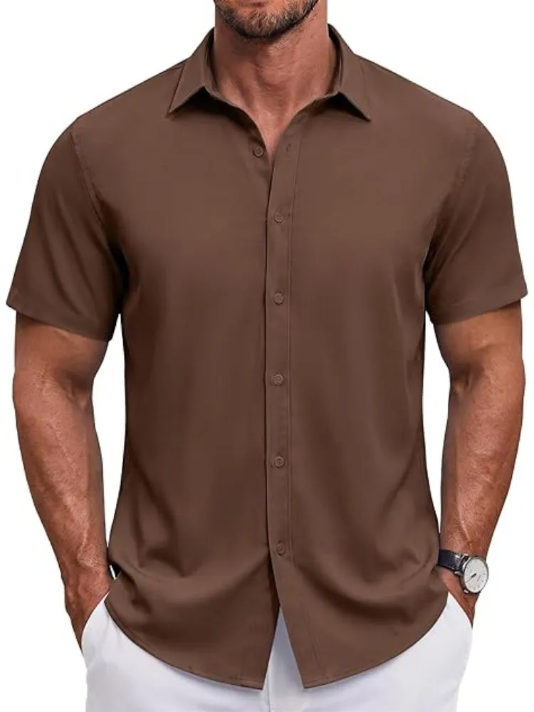 S Short Sleeve Casual Button-Down Shirt