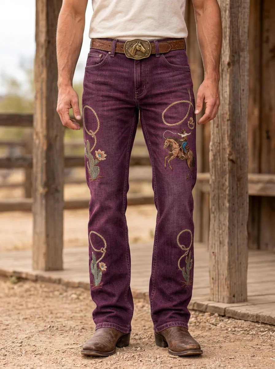 Everyday Cowboy Rodeo Design Men's Western Jeans