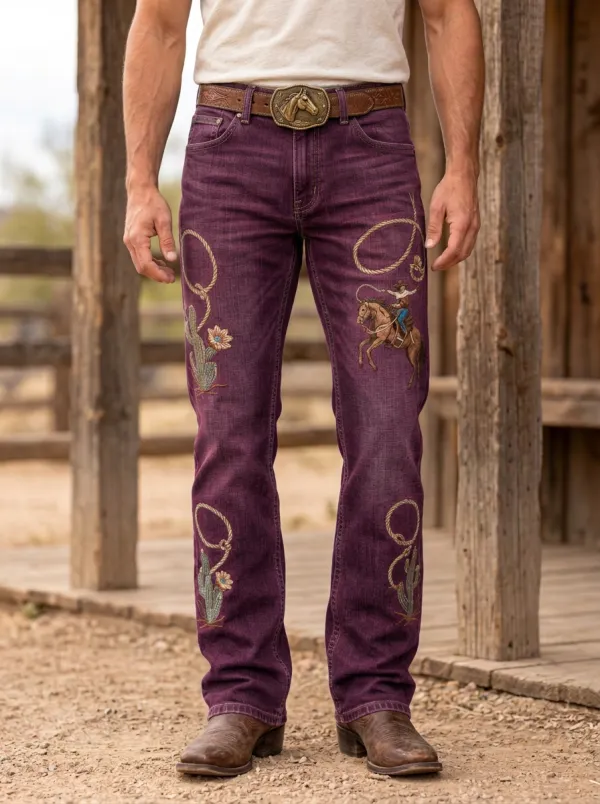 Everyday Cowboy Rodeo Design Men's Western Jeans