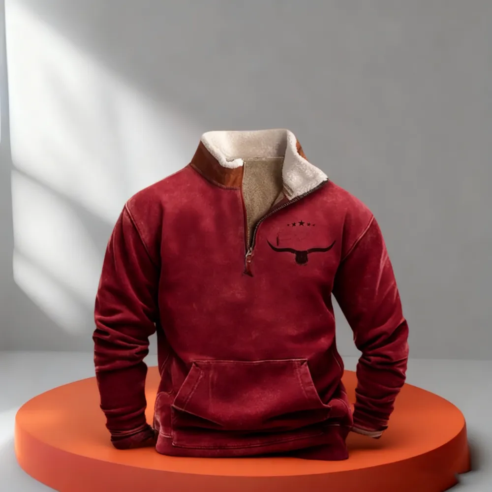 Mens Vintage Pullover 1/4 Zip Up Sweatshirt