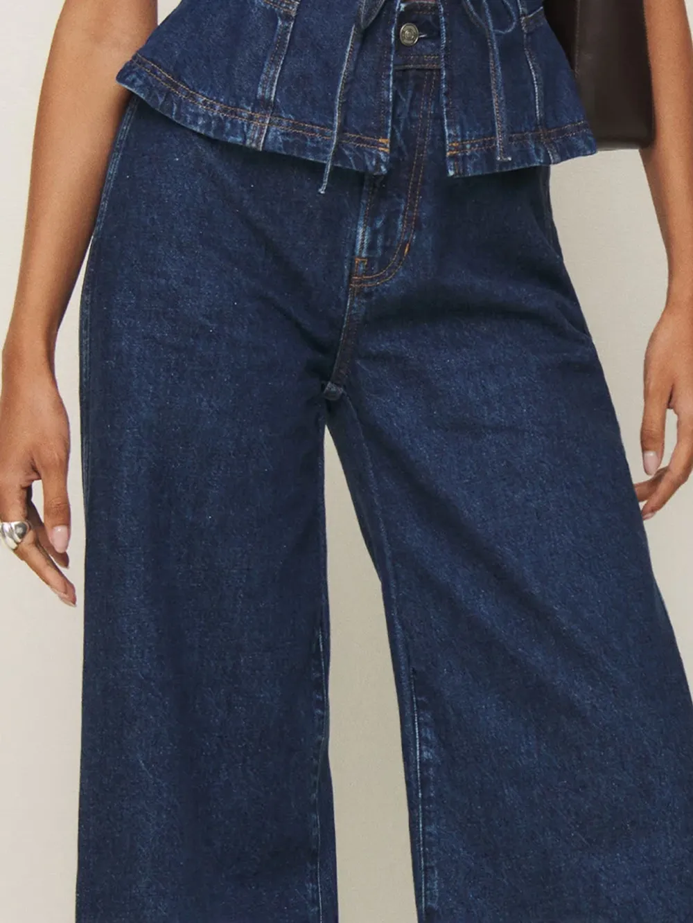 High Waisted Wide Leg Denim Jeans