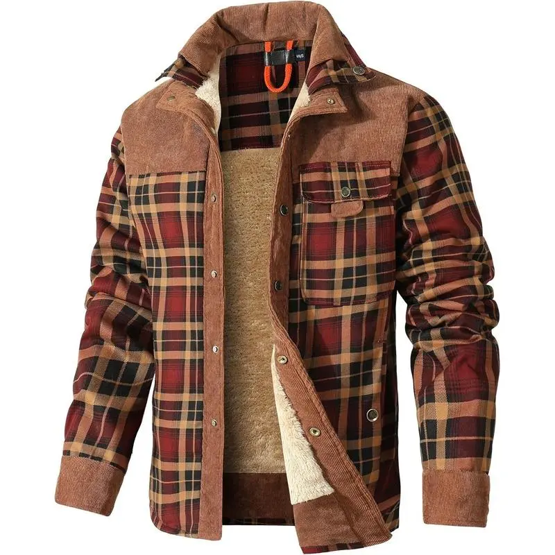 Men's Plaid Flannel Autumn and Winter Warm Jacket