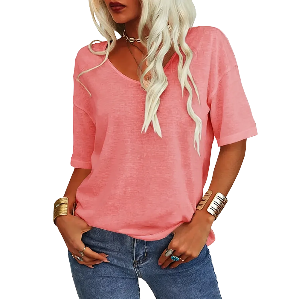Women's Soft V-Neck Short-Sleeve T-Shirt-🔥8-Pack- Only $24