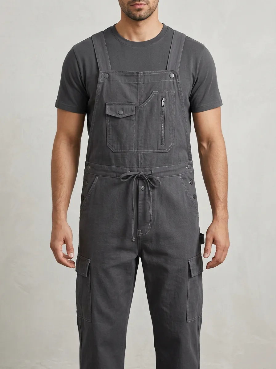 Men's Casual Utility Cargo Bib Overalls