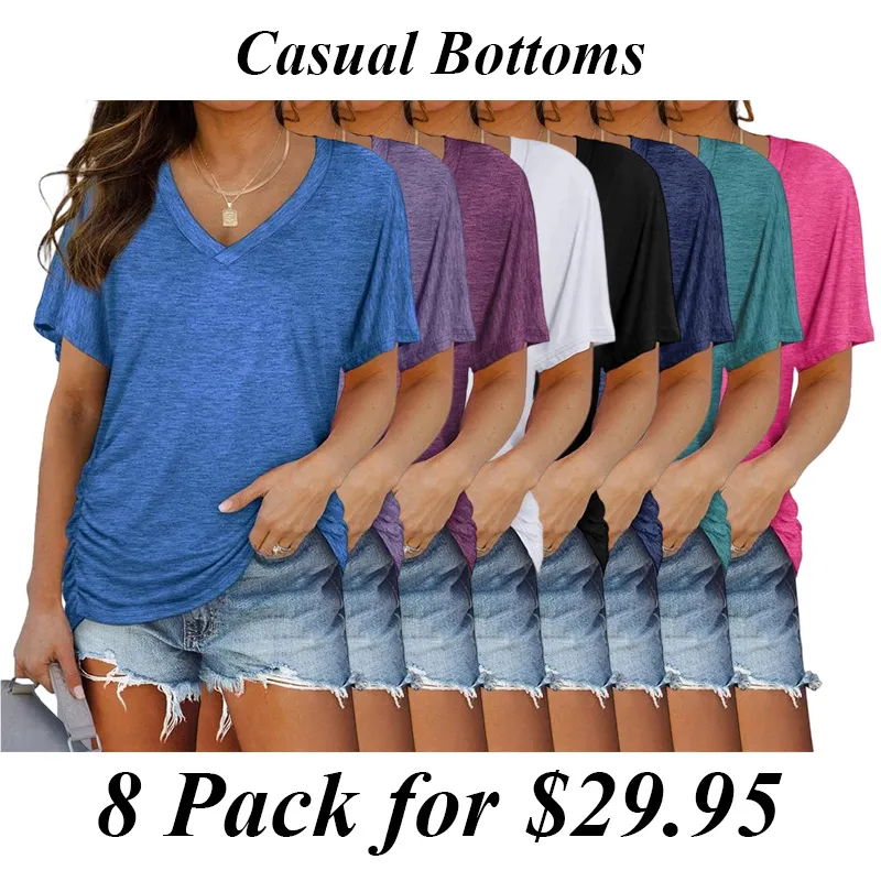 Women'S T Shirts Tops Summer Springtok Outfits Sexy V Neck Short Sleeve