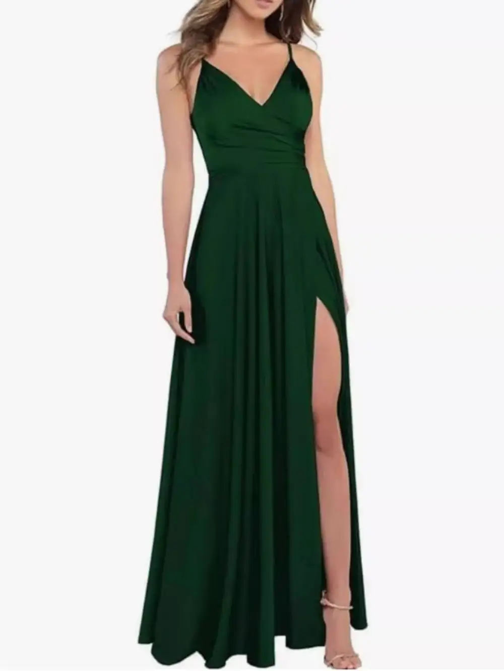 Ruched Slit Maxi Dress