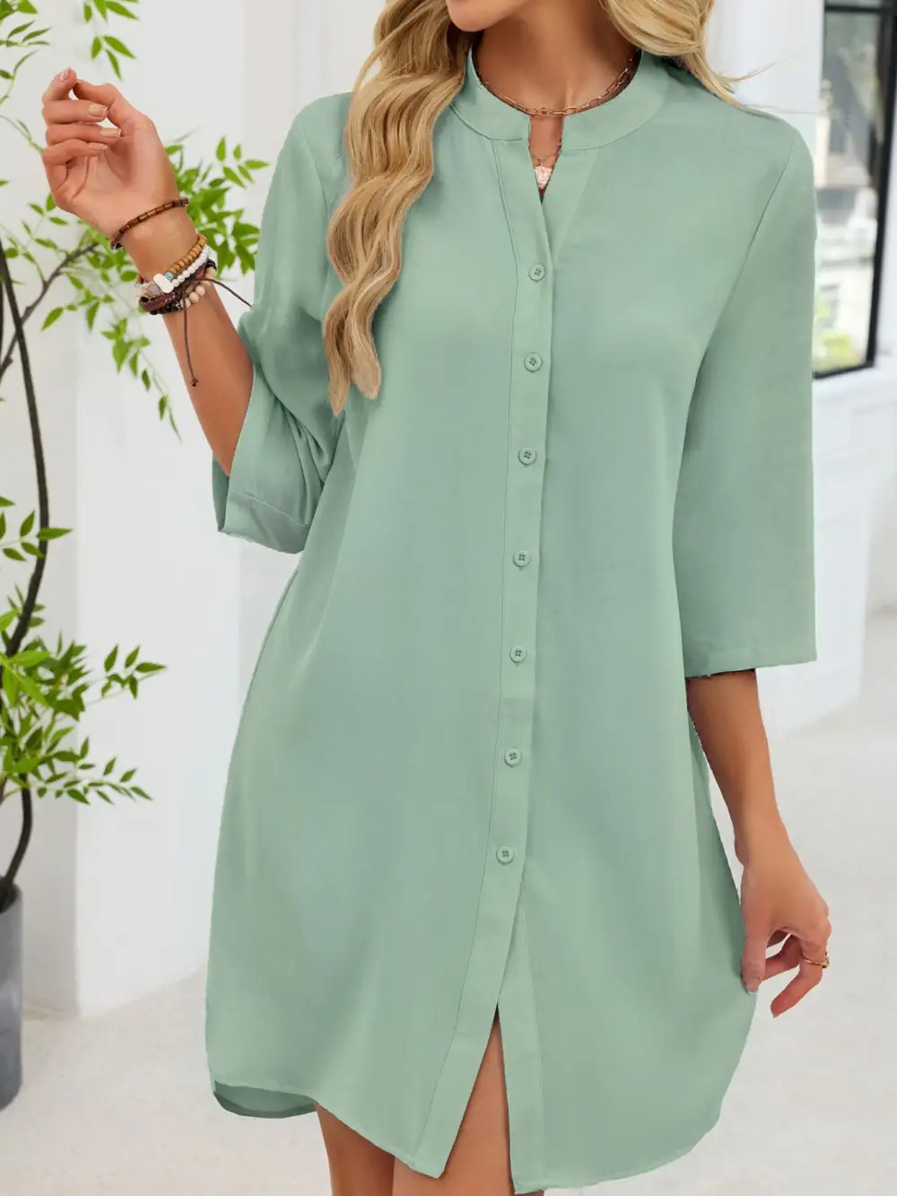 Comfort Fit Button Front Shirt Dress