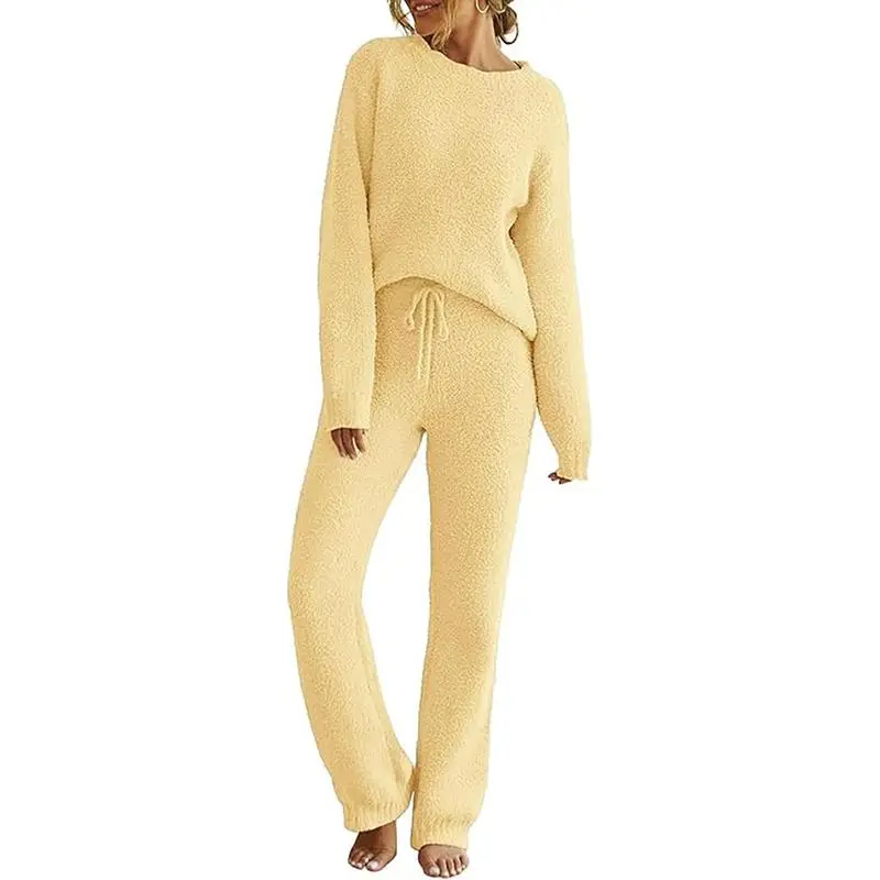 Womens Fuzzy Fleece Long Sleeve 2 Piece
