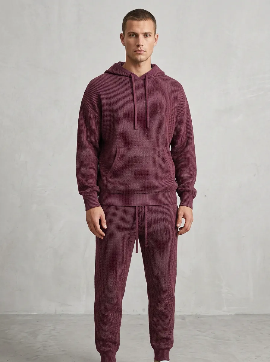 Refined Comfort-Look Men's Knit Hoodie Jogger Set