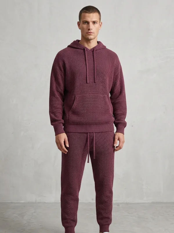 Refined Comfort-Look Men's Knit Hoodie Jogger Set