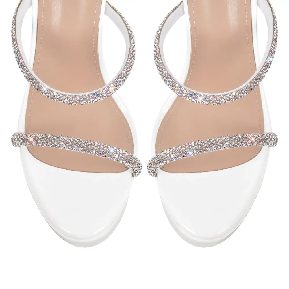 Rhinestone Open Toe Stiletto Platform Sandals
