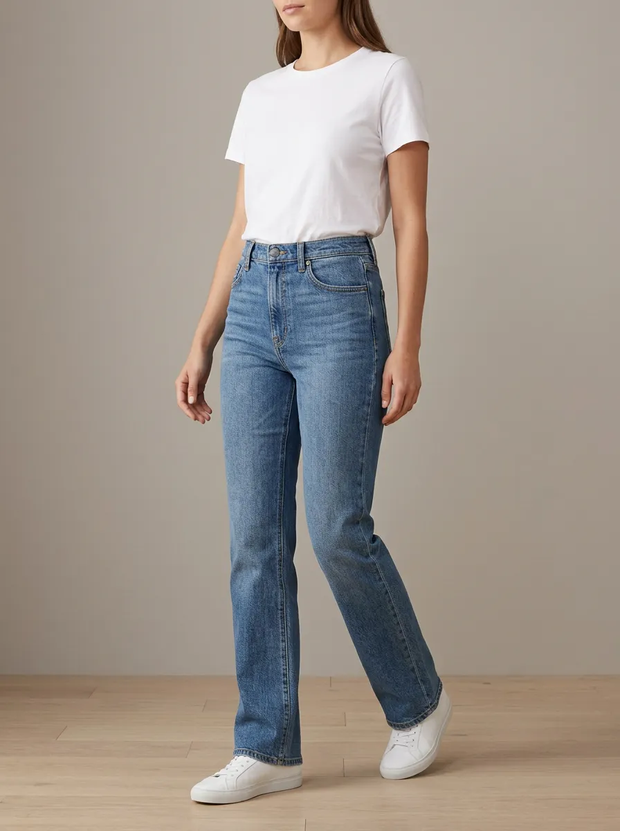 Modern-Ready High-Rise Straight-Leg Denim Jeans