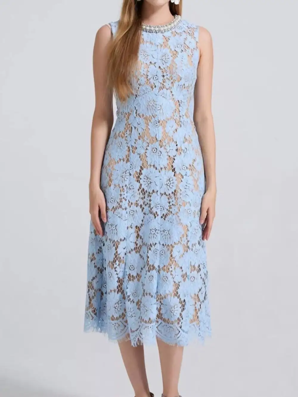 Lace Sleeveless Dress Casual