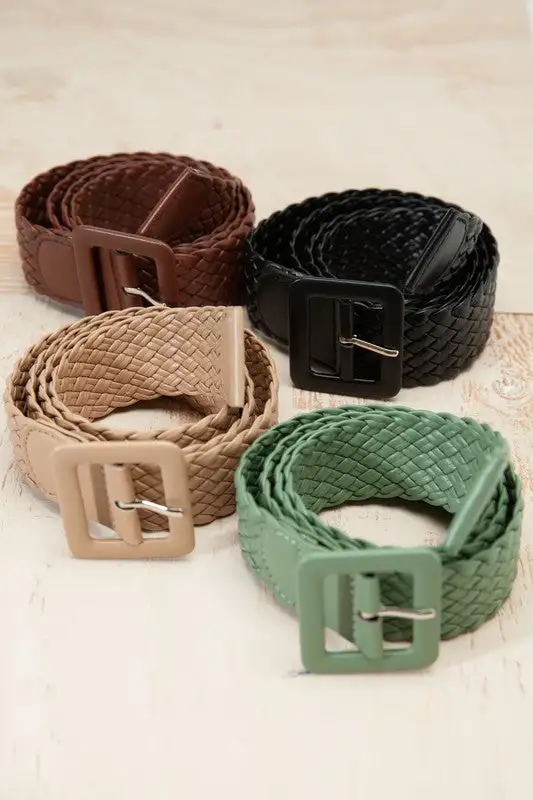 Braided Rectangle Buckle Belt
