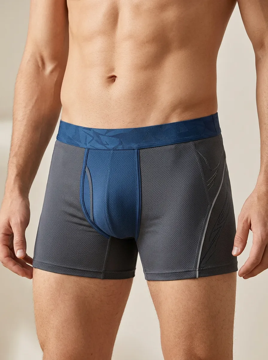 Men's Athletic Performance Mesh Printed Boxer Briefs