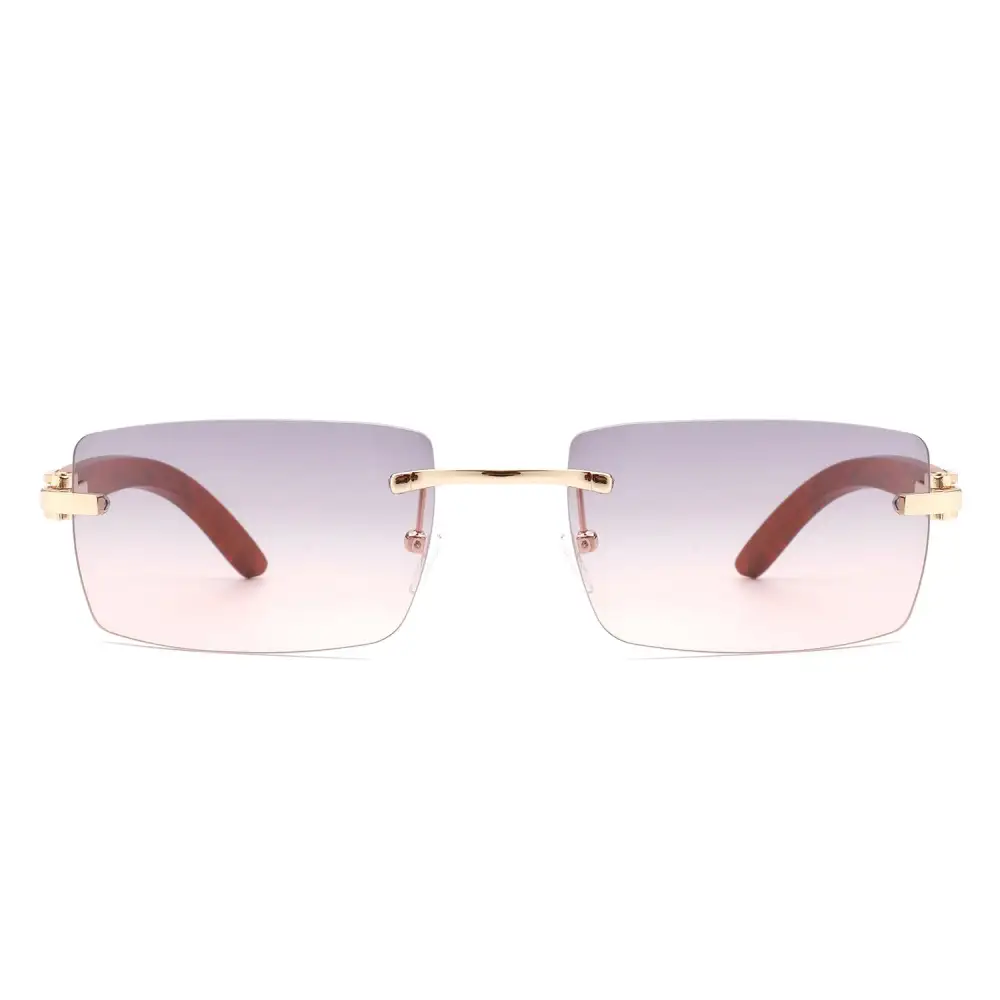 Rectangle Rimless Frame Sunglasses