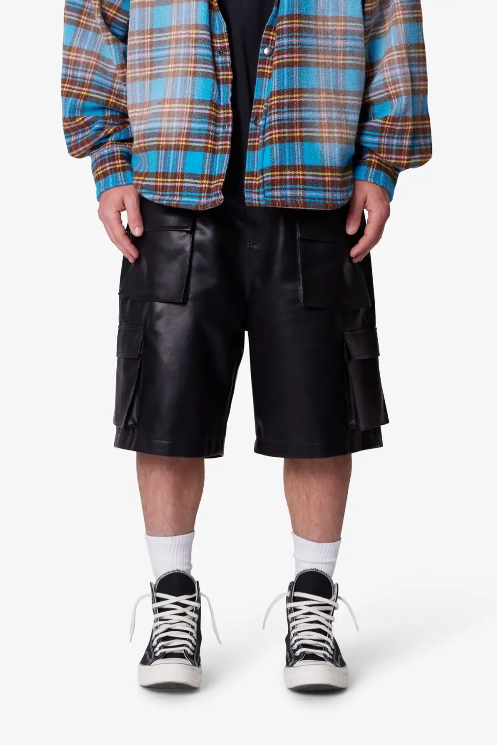 Baggy Leather Cargo Shorts