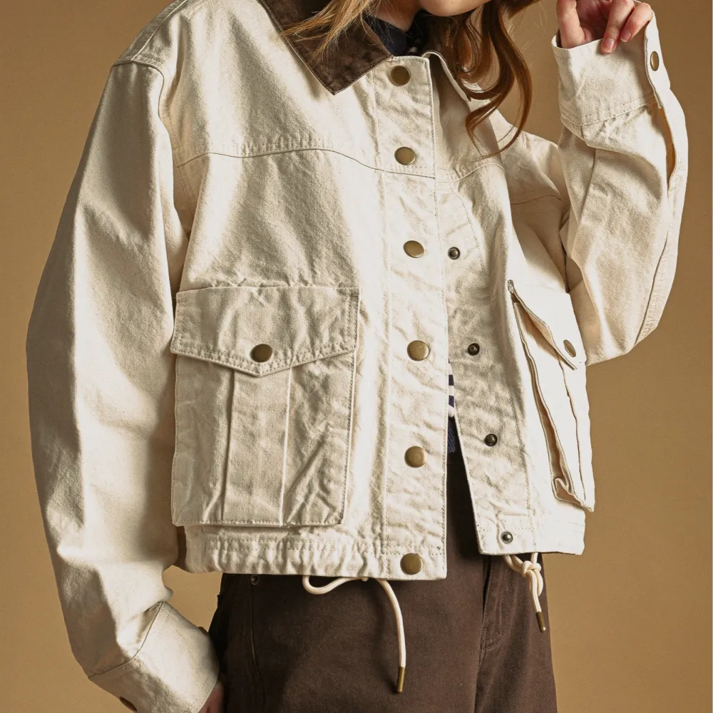 Relaxed Contrast Collar Utility Jacket