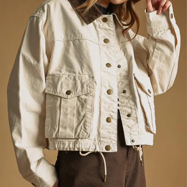 Relaxed Contrast Collar Utility Jacket