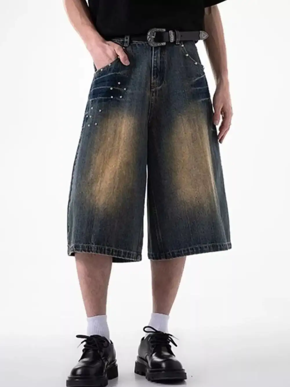 Refined Men's Plus Size Wide Leg Denim Shorts
