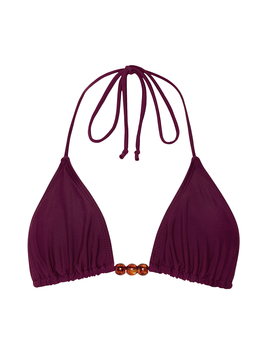 Burgundy Beaded Bikini Top