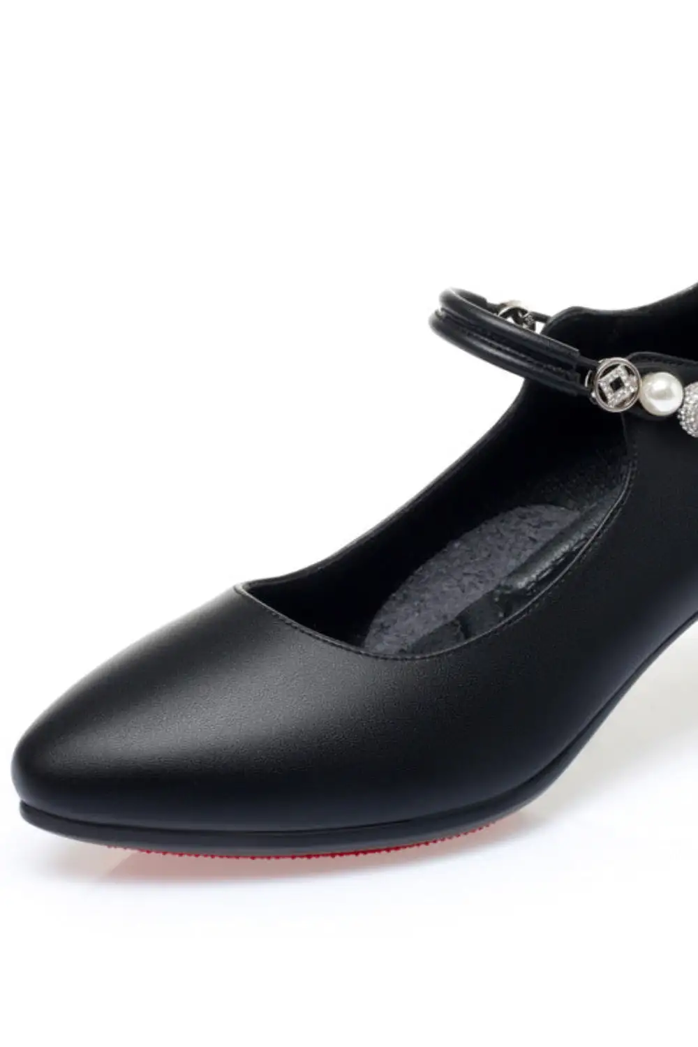 Buckle Strap Chunky Heel Breathable Everyday Pumps