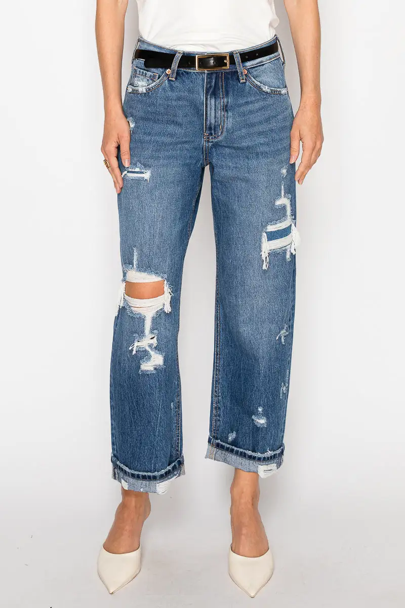 Weekend High Rise Straight Leg Relaxed Denim Jeans
