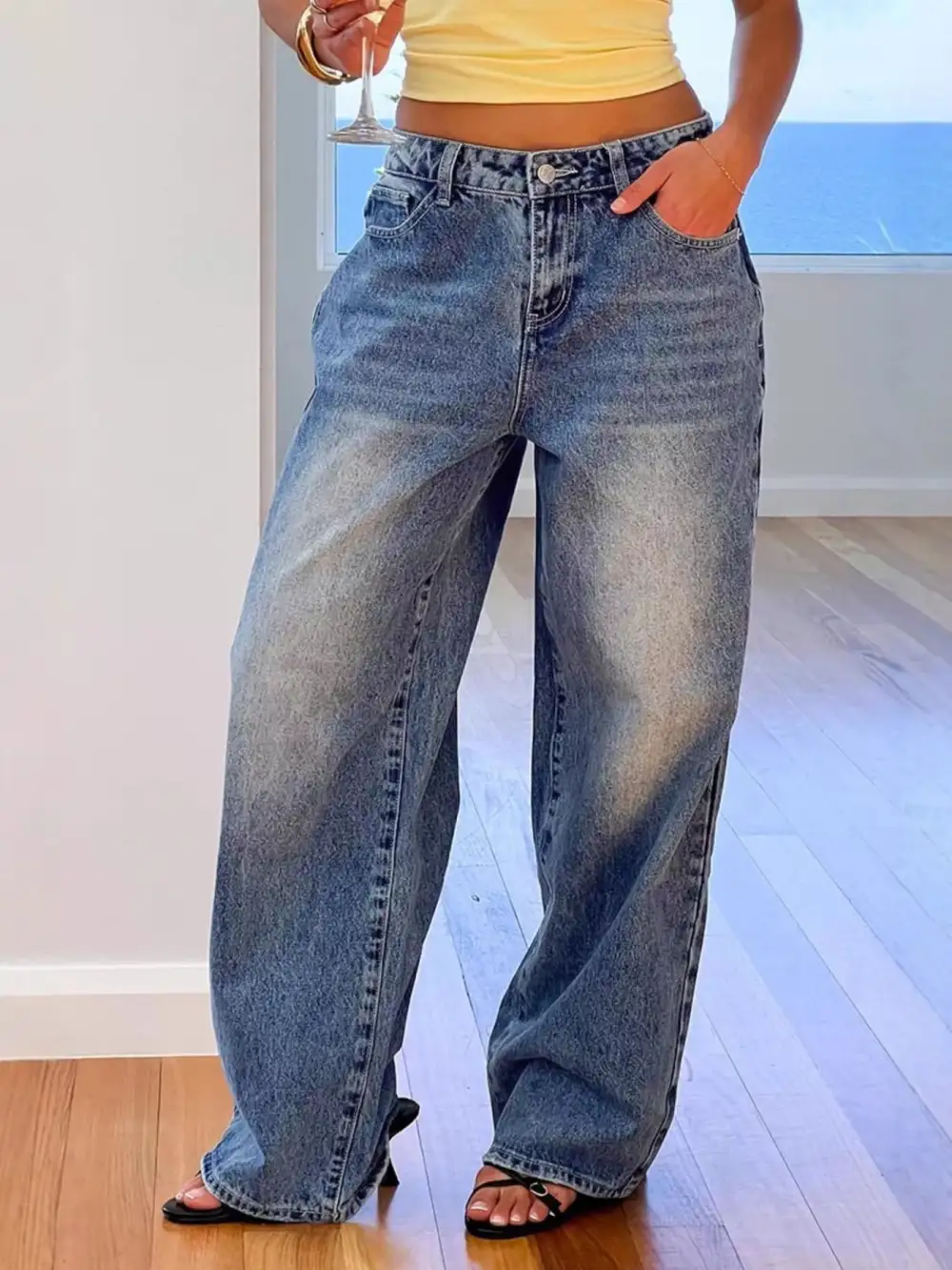 Versatile Wide Leg Denim Jeans