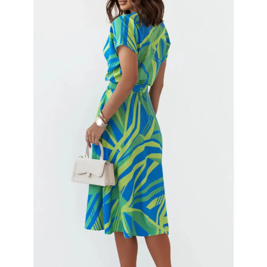 Button Front Midi Dress with Belt