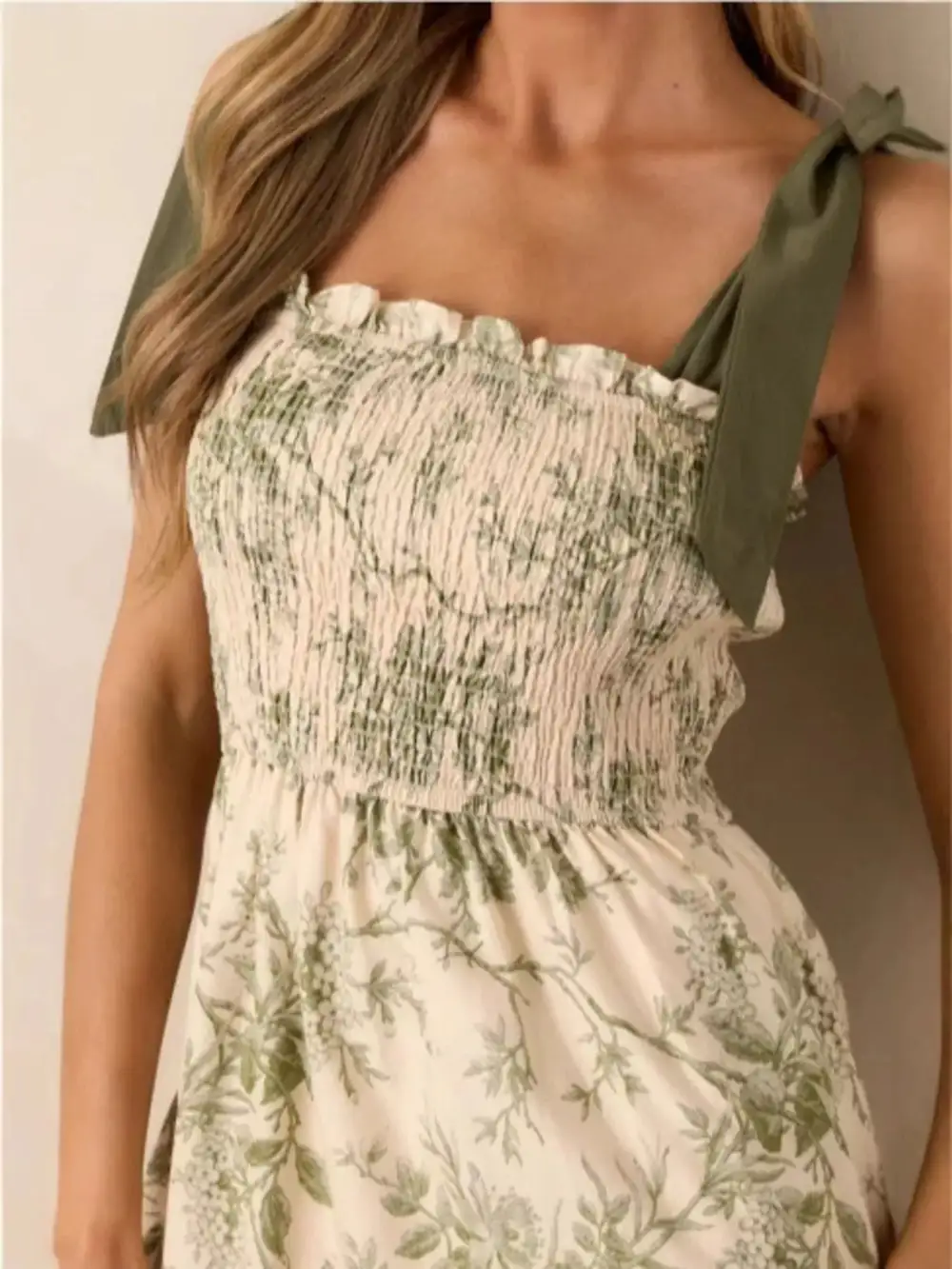 Drape Floral Printed Tiered Midi Dress